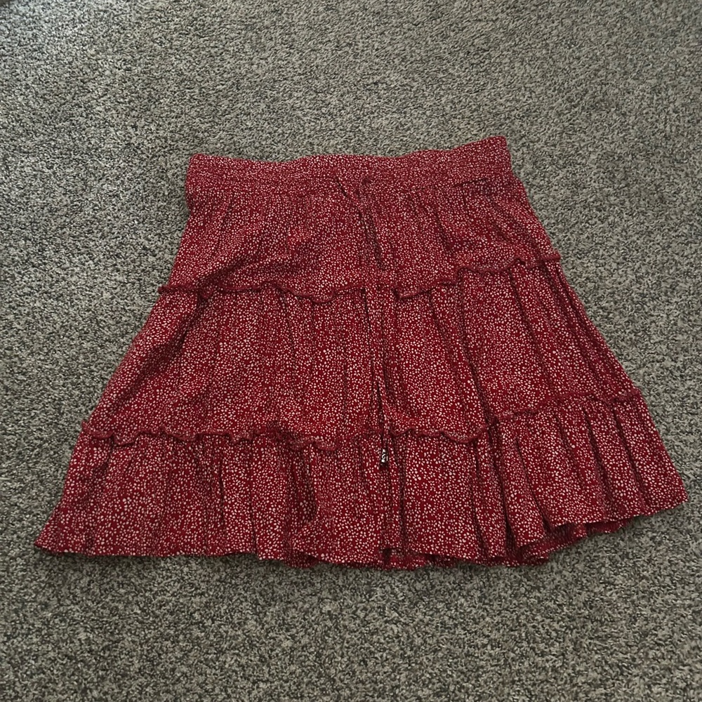 Princess Polly Red Floral Tiered Mini Skirt